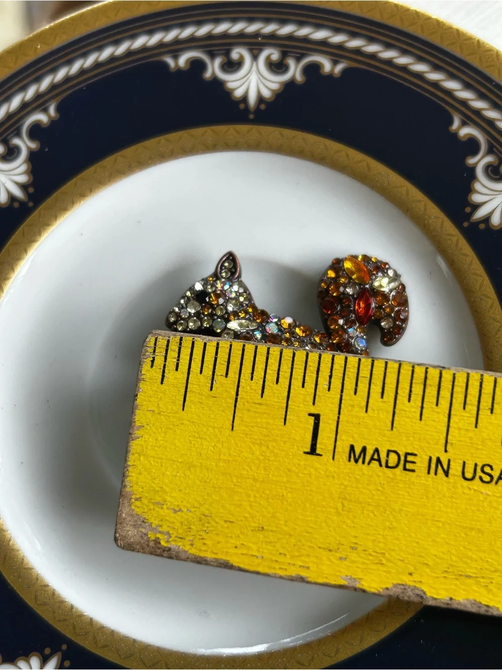 Vintage Amber Crystal Squirrel Brooch